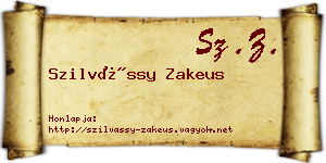 Szilvássy Zakeus névjegykártya